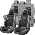 Car Seat Covers for Chevy Traverse 2009-2026, Waterproof Nappa Leather Full Set Seat Cover, Anti-Slip and Comfortable Automotive Seat Protector&Accessories(Gray Black)