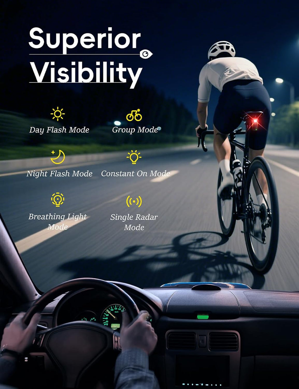 Ride-X9 Bike Radar Tail Light, Smart Rear Bike Light with 120° Lane-Level Vehicle Detection, Security Alerts & Auto Brake, USB-C Rechargeable, IP67 Waterproof, APP Display & Bike Computer Compatible