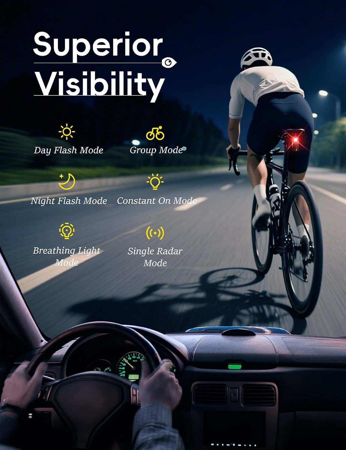 Ride-X9 Bike Radar Tail Light, Smart Rear Bike Light with 120° Lane-Level Vehicle Detection, Security Alerts & Auto Brake, USB-C Rechargeable, IP67 Waterproof, APP Display & Bike Computer Compatible