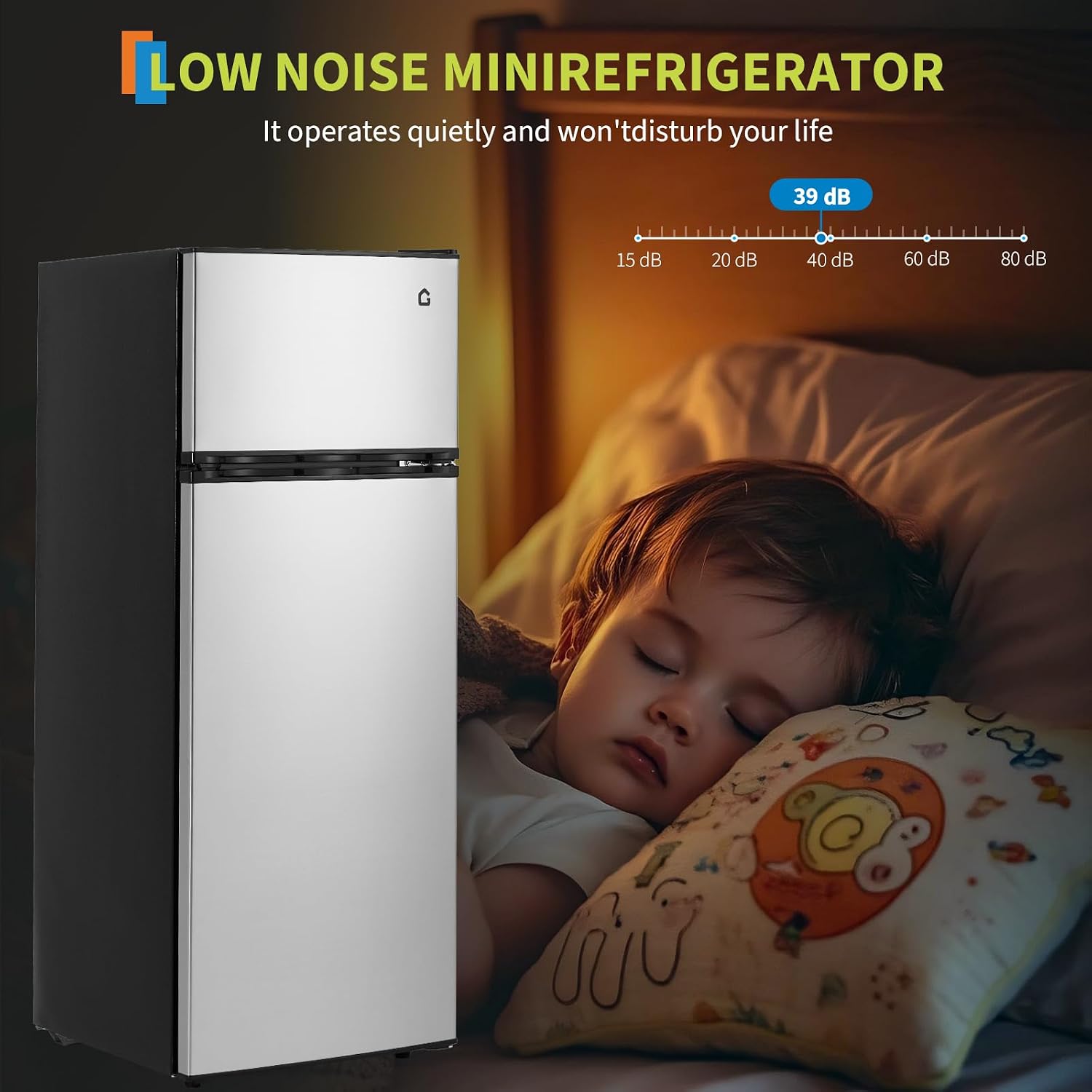 7.5 Cu. Ft. Compact Refrigerator | Two Door Mini Fridge with Energy-Efficient & Quiet Operation | for Dorm, Office, Bedroom, Kitchen, Bar Use with Adjustable Shelves