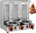 Commercial Vertical Barbecue Grill, 360° Automatic Rotation Gas Rotisserie BBQ Skewer, Stainless Steel Kebab Baking Oven (Silver)