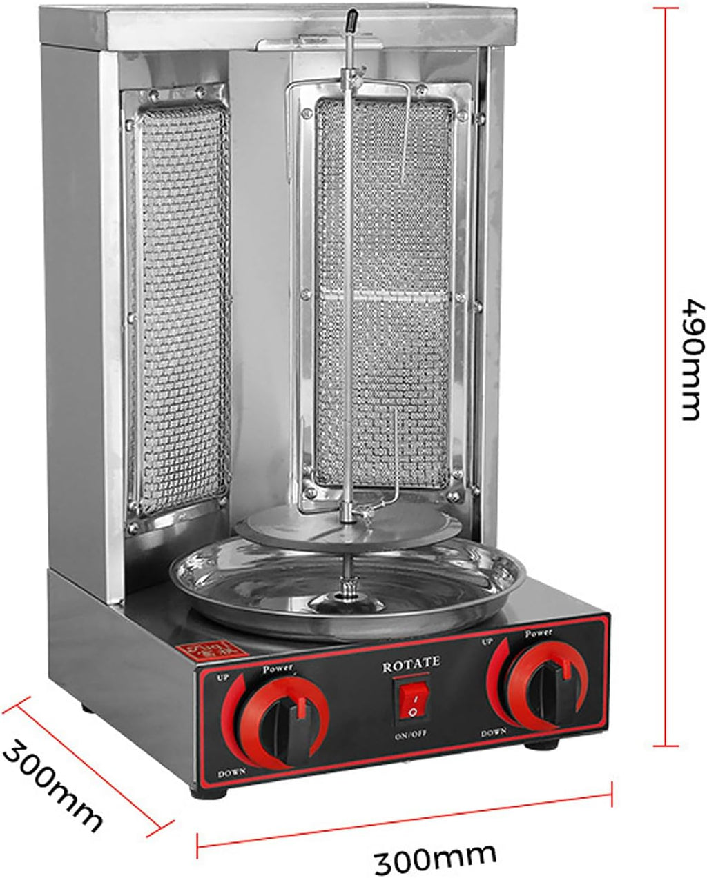 BBQ Meat Machine, Vertical Auto-Rotate Kebab Doner Grill with Meat Spatula,50-300℃ Temp Control, Stainless Steel Gas Broilers Rotisserie Oven