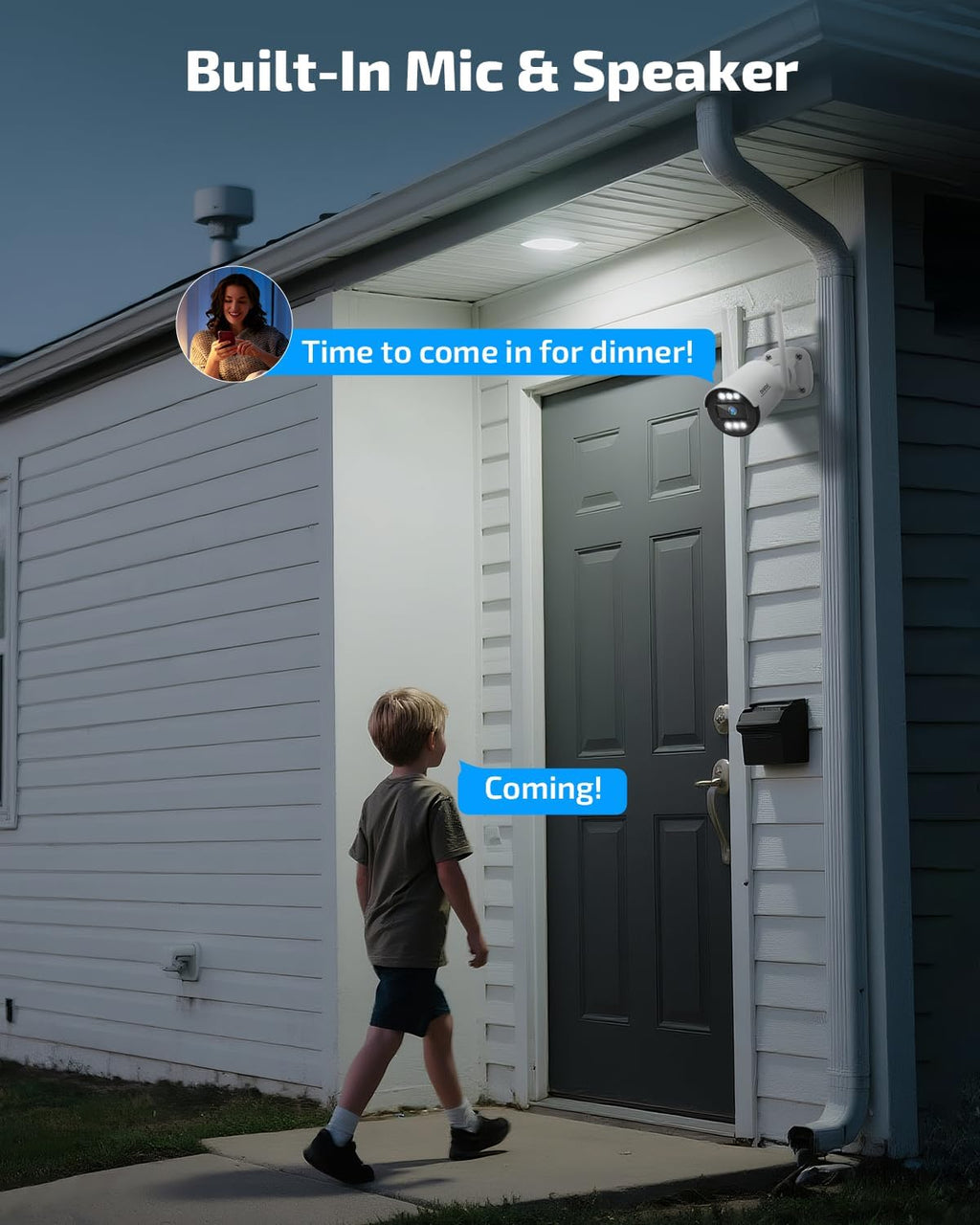 《130°Wide Angle & Two-Way Audio》Wireless Security Camera System Outdoor, WiFi Cameras Systems,Video Surveillance DVR Kits