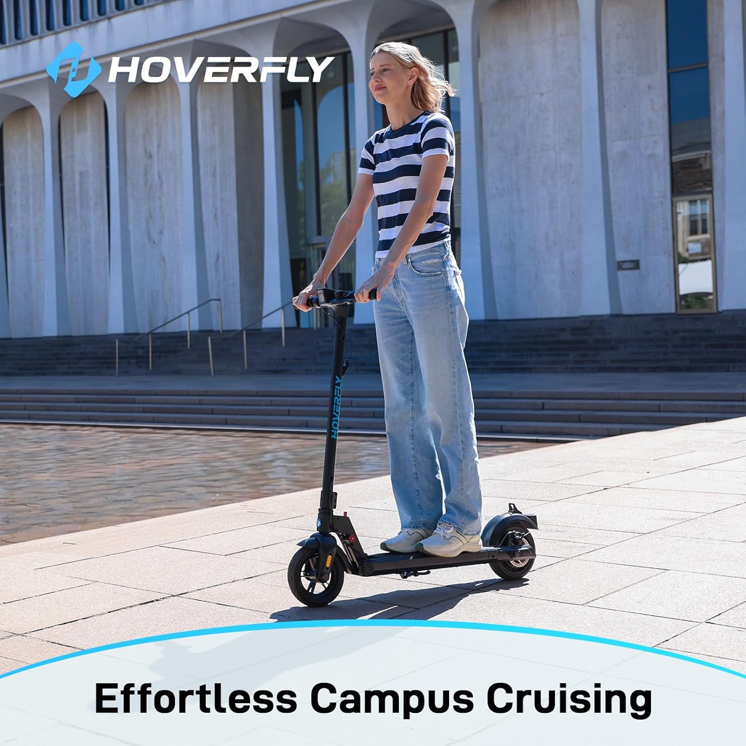 HOVERFLY X1/X3/X5 Electric Scooter for Adults, Anti Flat 8.5'/10'' Solid Tire, Max 10/18/25 Miles Range and 15.5/20Mph Speed Power by 250W/500W Motor, Foldable Commuting E Scooter with EABS&Disc Brake