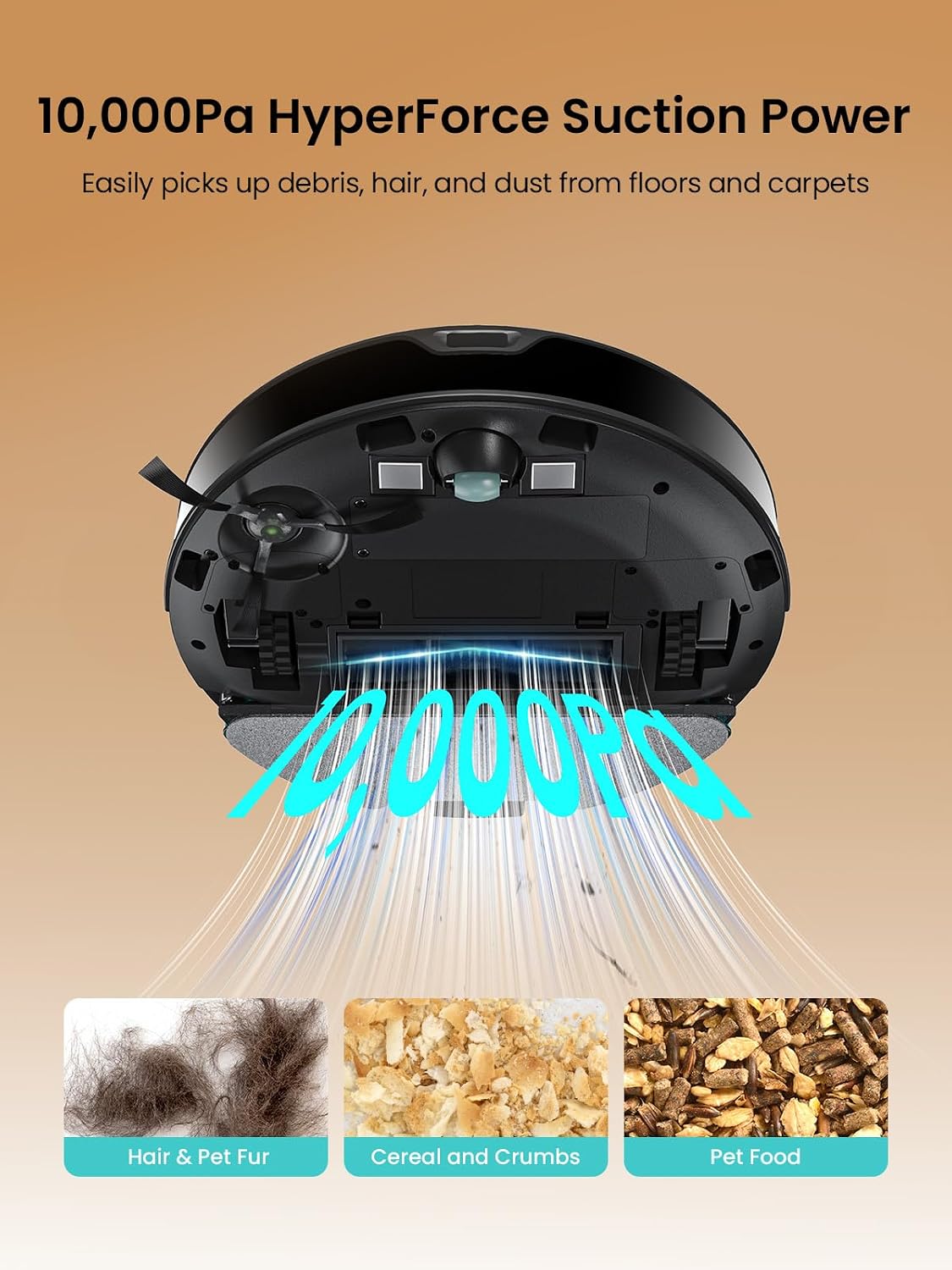 Lefant M350 Max Robot Vacuum and Mop,10000Pa Powerful Suction,75-Day Self-Emptying,240 Min Runtime,2.4G WiFi/Alexa/APP Control, Precision Mapping,Carpet & Hard Floors,Black