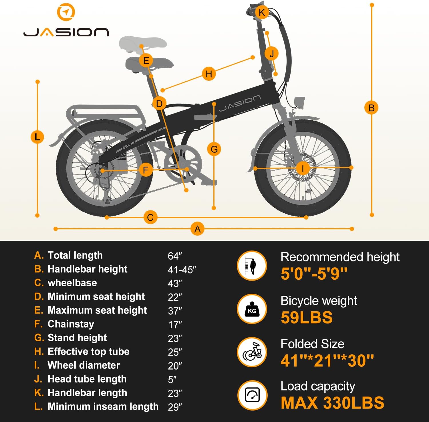 Jasion EBS Folding Electric Bike for Adults, Compact Portable 20' Fat Tire Ebike with 1200W Peak Motor, 48V Removable Battery, 25 MPH 50 Miles Aluminum Frame E-Bike Suitable for Trunk, RV, Apartment