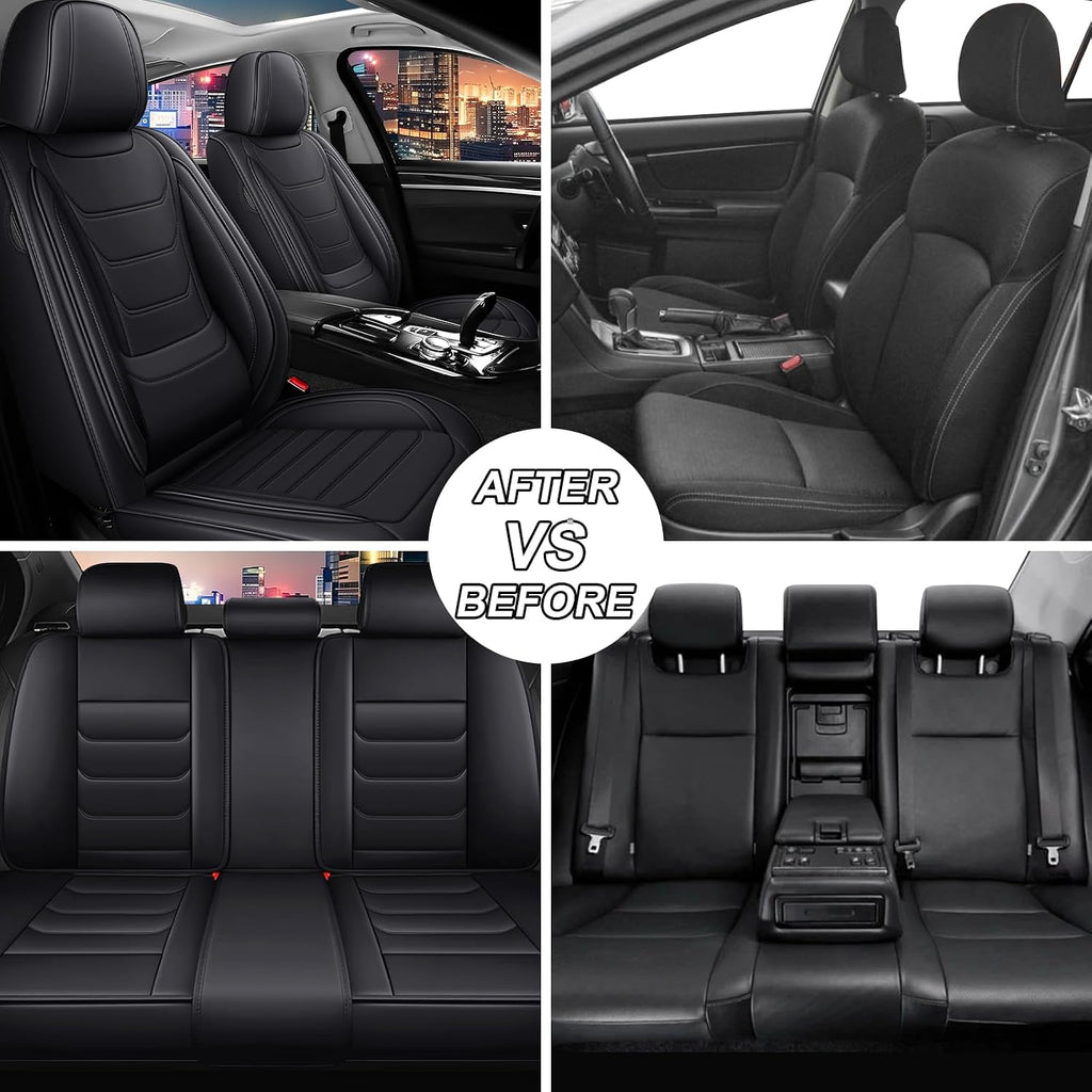 Car Seat Cover Full Set for Kia Sorento Seat Covers 2003-2025, Nappa Leather Waterproof Seat Covers for Cars, Airbag Compatible, Universal Automotive Seat Covers(Standard Full Set/Black)
