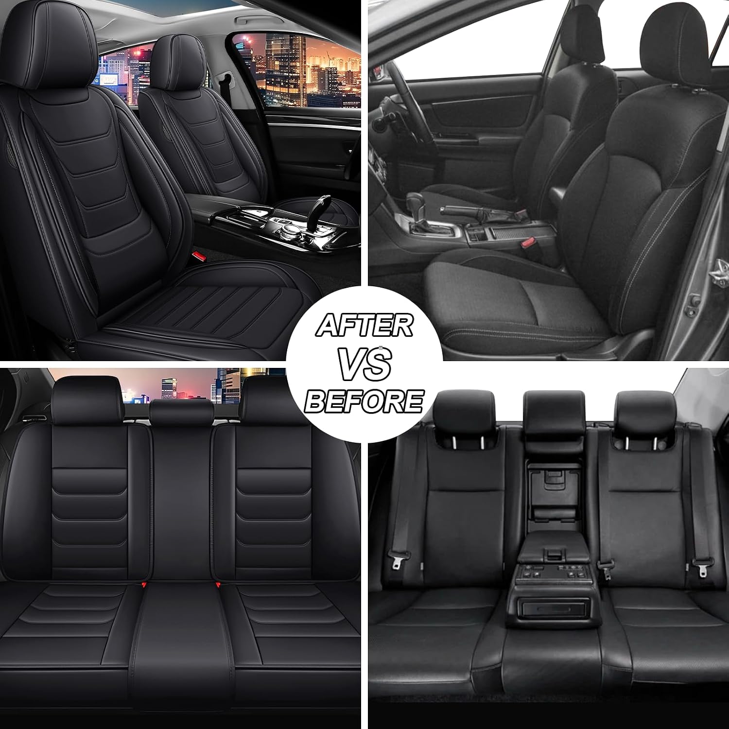 Car Seat Cover Full Set for Kia Sorento Seat Covers 2003-2025, Nappa Leather Waterproof Seat Covers for Cars, Airbag Compatible, Universal Automotive Seat Covers(Standard Full Set/Black)