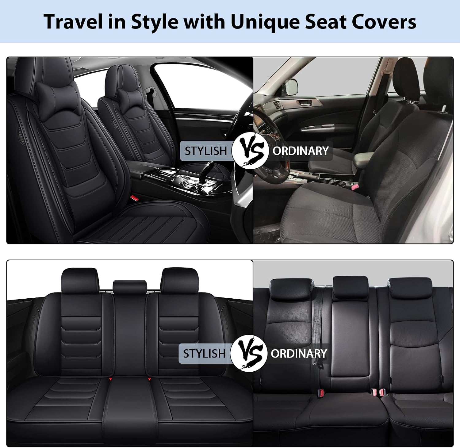 Fit for Toyota Tacoma 2004-2025 Custom Seat Covers, PU Leather Car Seat Covers, Full Coverage Protection, Thick Cushioning Seat Protectors(Luxury Full Set/Black)