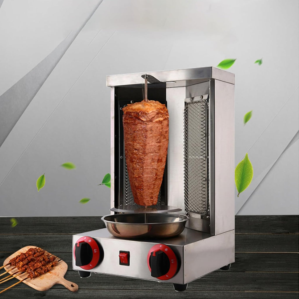 Grill Machine,Gas Gyro Broilers Rotating Home Vertical Rotisserie,360° Rotating,Stainless Steel Grill Machine,Adjustable Temperature,for Restaurant Home Kitchen Use,with Shovel
