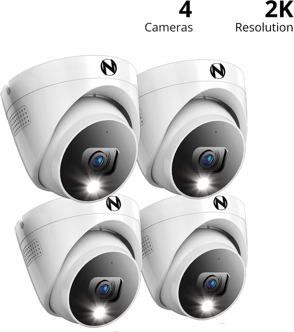 Night Owl Add On Wired 2K HD Indoor/Outdoor Deterrence Dome Cameras with 2-Way Audio (4 Pack)
