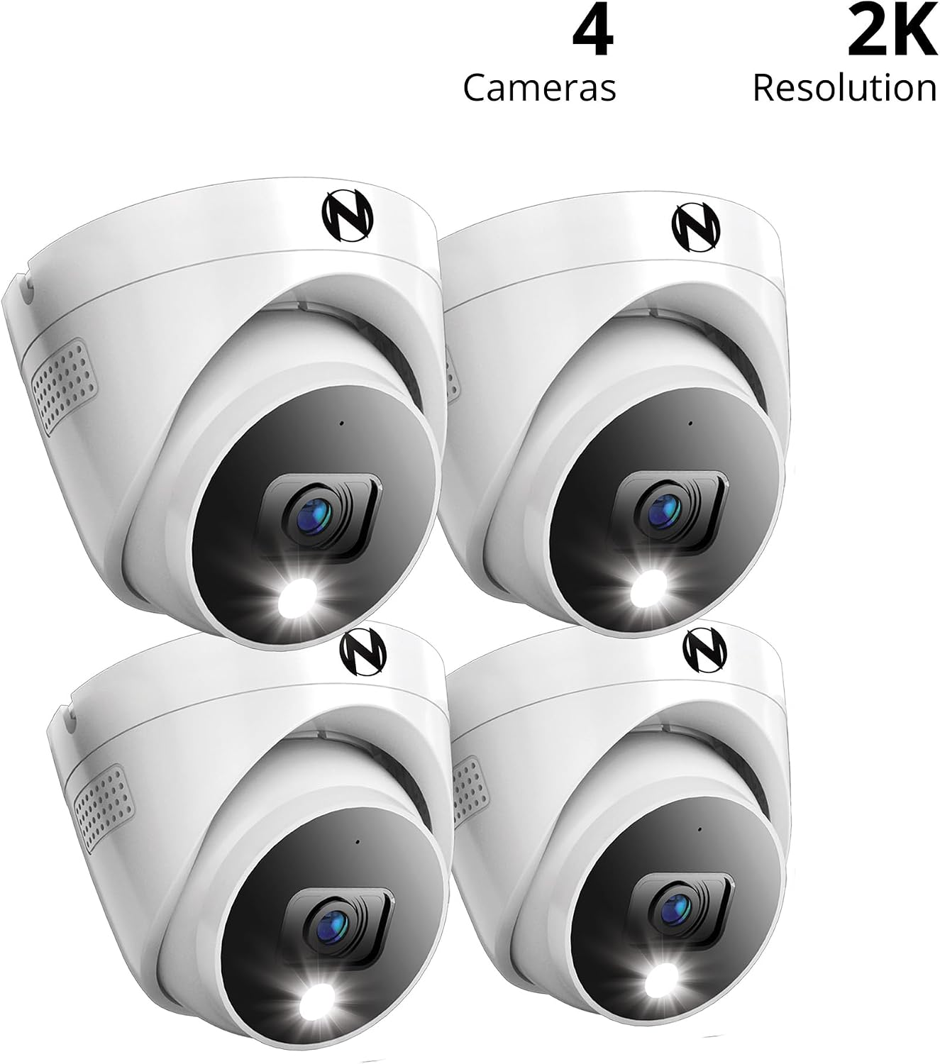 Night Owl Add On Wired 2K HD Indoor/Outdoor Deterrence Dome Cameras with 2-Way Audio (4 Pack)