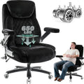 650LBS Fabric Heavy Duty Office Chair with 5D Flip Arms,Comfy Big and Tall Executive Office Desk Chair with Pocket Spring Cushion,High Back Computer Chair with Lumbar Support,Dual Rubber Wheel