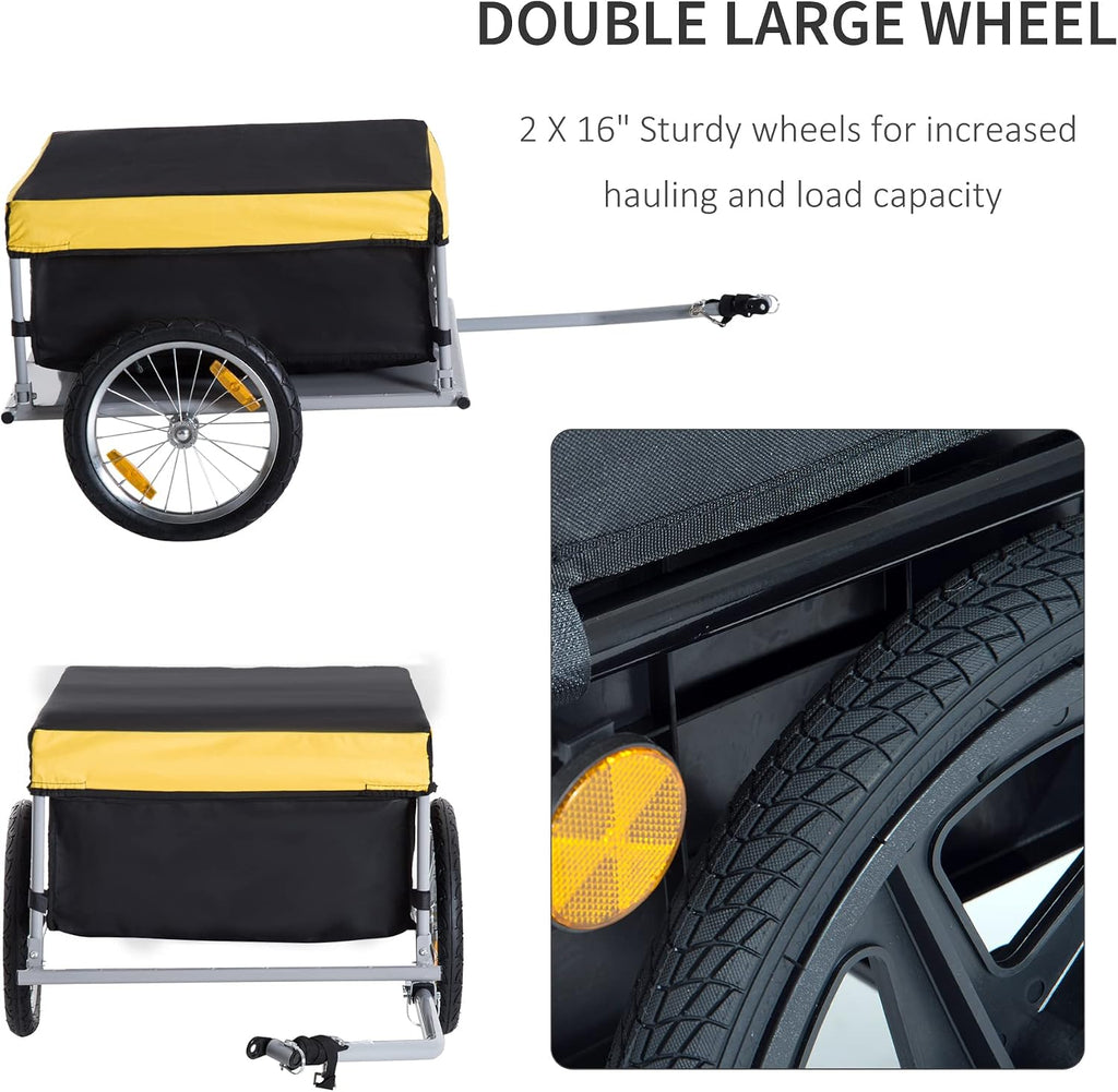 Aosom Bicycle Cargo Trailer, Two-Wheel Bike Luggage Wagon Trailer with Removable Cover