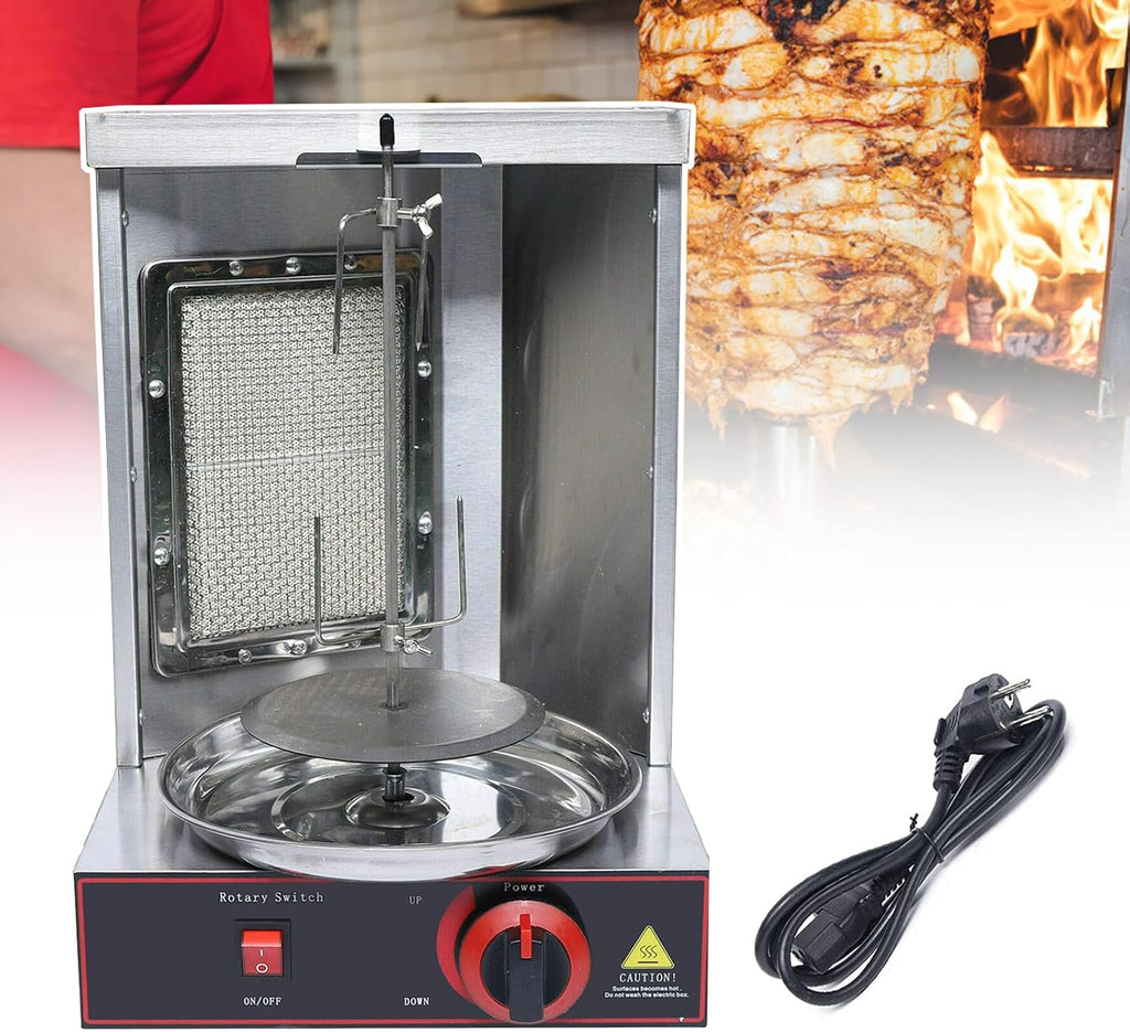 Small Shawarma Lpg/Gas Grill Machine, 360° Automatic Rotation, Adjustable Height, Fast and Even Heating, Capacity 3kg/Hour, Household Chicken Roaster