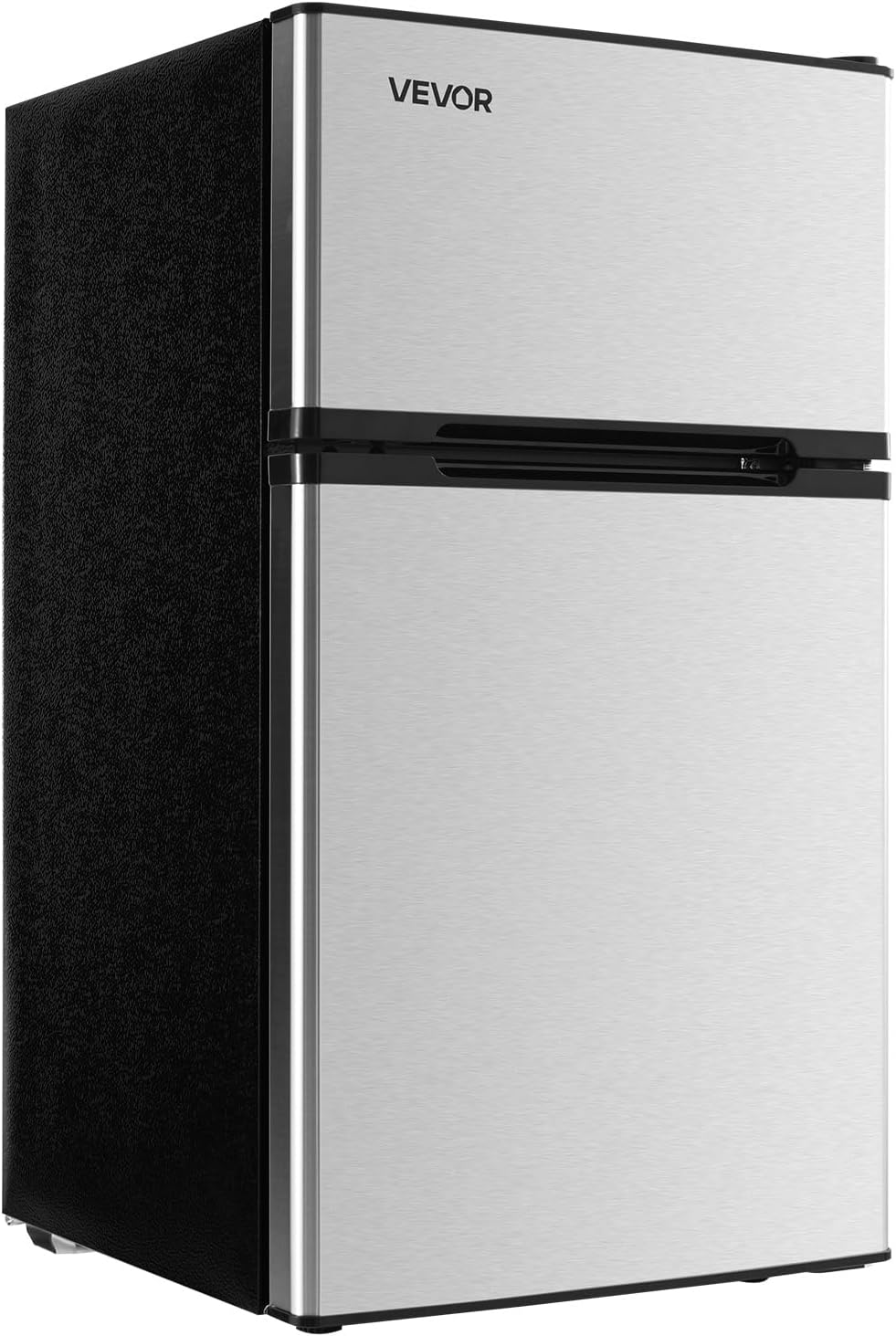 VEVOR Mini Fridge with Freezer, 3.2 Cu.Ft, Dual Zone Compact Refrigerator, 3 Modes Adjustable Temp, Energy Efficient Small Fridge, Reversible Door, Low Noise, for Bedroom, Dorm, Brushed Stainless
