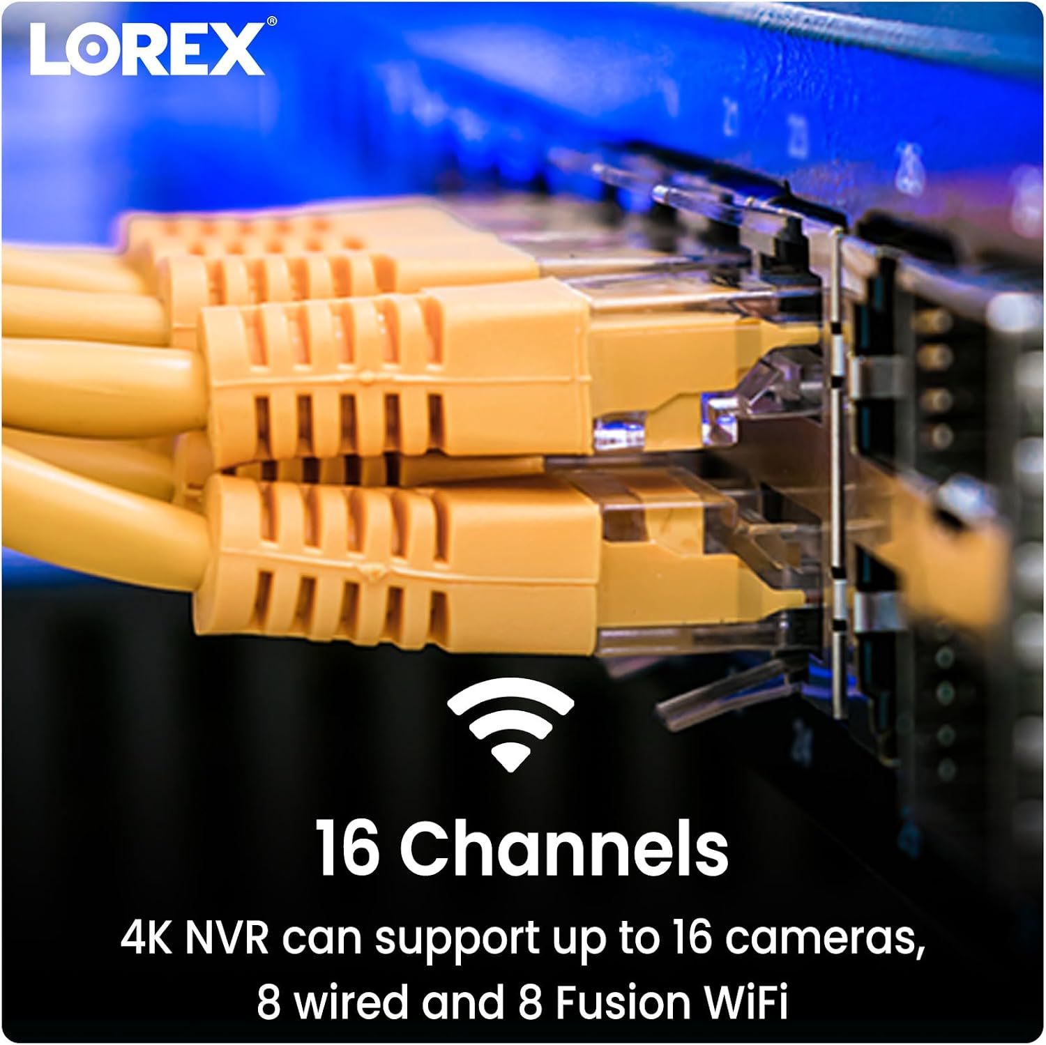 Lorex 4K 16 Camera Capable (8 Wired/8 Fusion WiFi) 2TB NVR System - Wired + Wireless Connectivity Capability, Remote Viewing, Local Storage & No Fees – Added Protection to Lorex Security Cameras