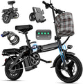Electric Bike for Adults and Teens, 560W Motor 24MPH 14' Mini Commuter Ebike, 48V 10Ah Battery, 32 Miles Range, 3 Shock Absorbers, Foldable Electric Bicycles with UL 2849 Certification