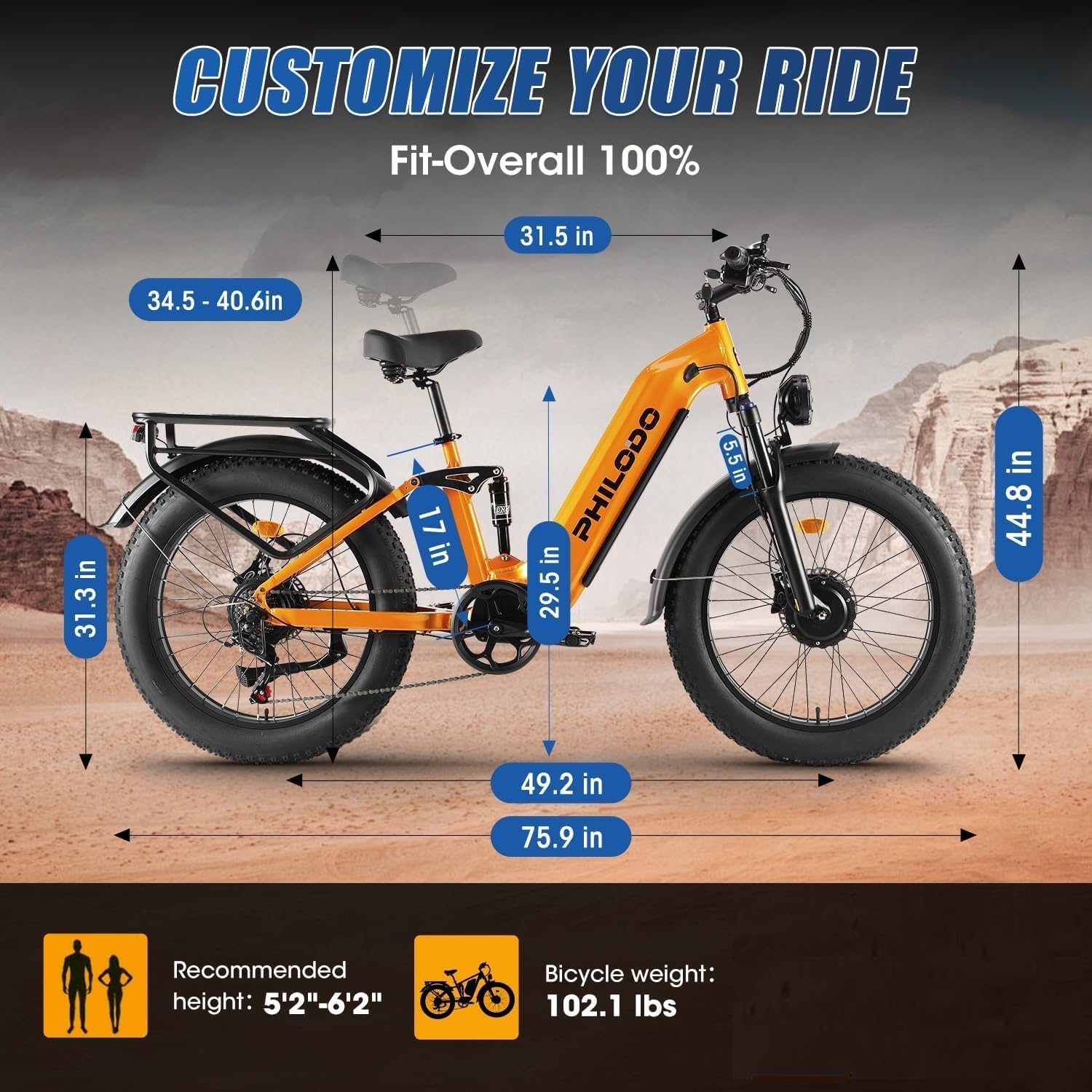 Falcon 60V 32AH Off-Road Electric Bike - 5000W Dual Motor Hunting Ebike, Fat Tire Full Suspension Dirt Bike for Adults, Long Range Snow/Sand Electric Bicycle