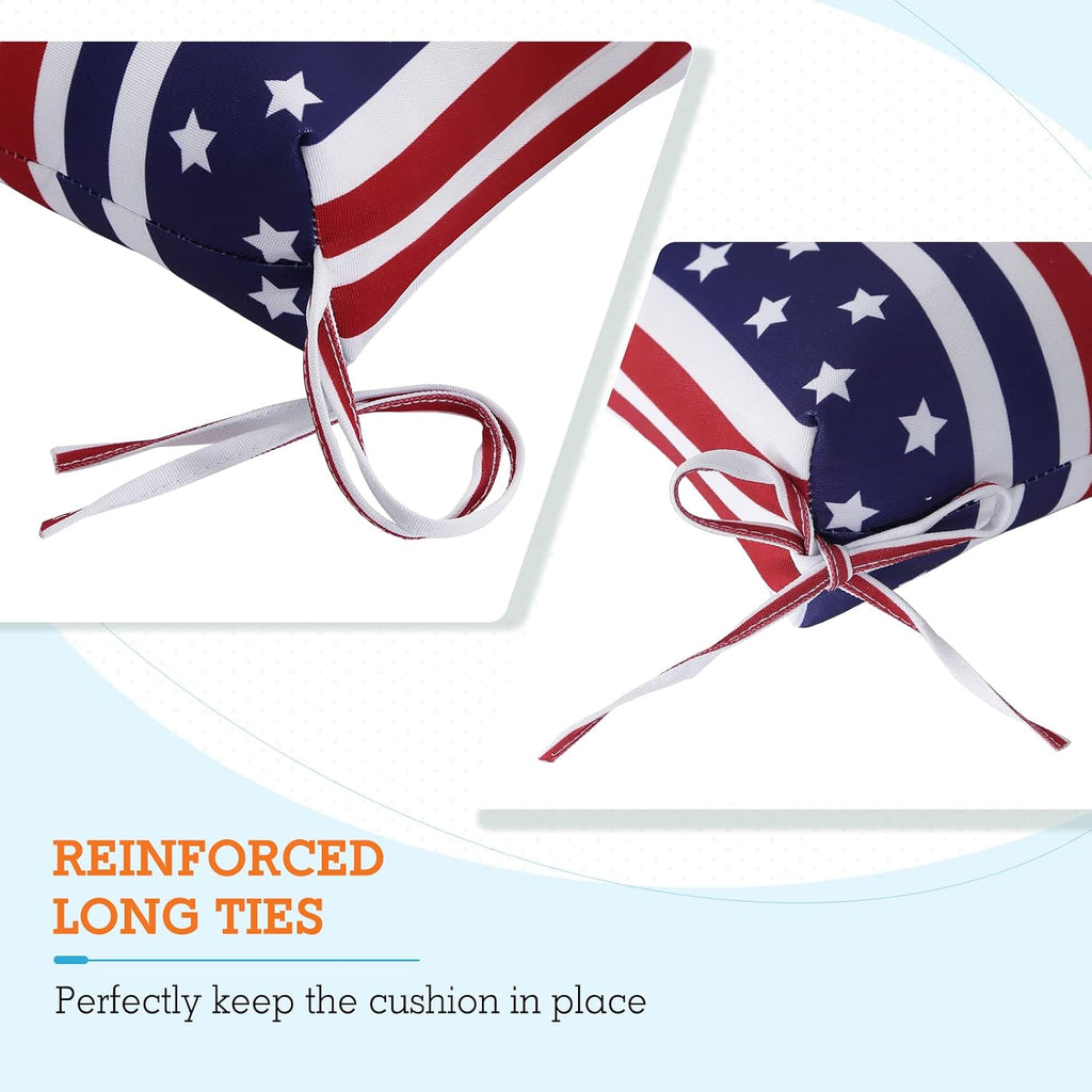 EAGLE PEAK Tufted Outdoor/Indoor High Back Patio Chair Cushions, Set of 2, 46'' x 22'', American Flag