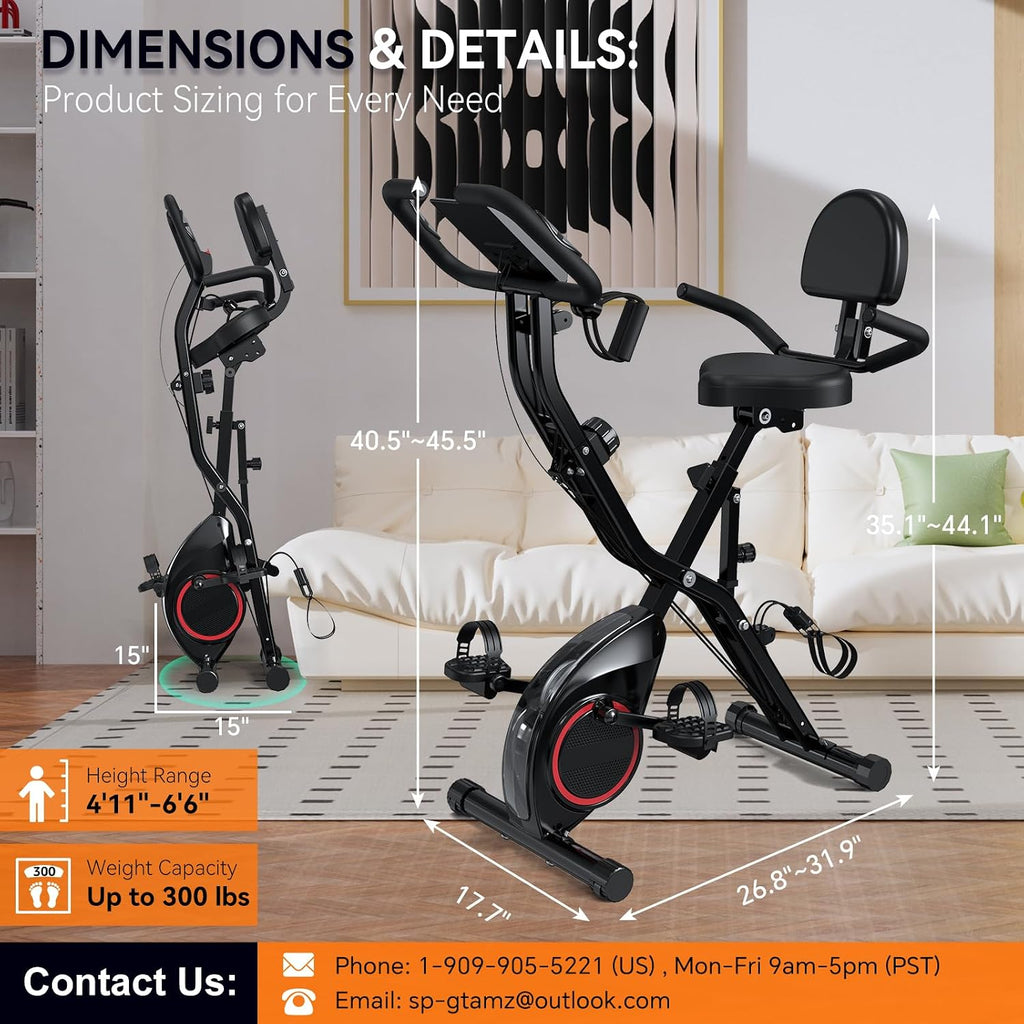 Indoor Exercise Bike Stationary Bikes for Home with 16-Level Magnetic Resistance, Lightweight Foldable Cycling Bike with 70% Pre-Assembled, 260 LBS Capacity, Flywheel of 5.5 LBS for Quiet Home Workout