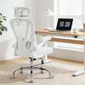 Office Chair Ergonomic Office Chair with Lumbar Support, Head Support, Rocking Function, FLIP-up Armrests, Mesh High Back Chair Home Office Desk Chair, Suitable for Home, Office, White