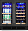 ORYMUSE 30 Inch Dual Zone Wine & Beverage Refrigerator, Built-In or Freestanding Wine Fridge with Seamless Black Stainless Steel Door, Glass Door, Digital Touch Control, Holds 30 Bottles & 110 Cans
