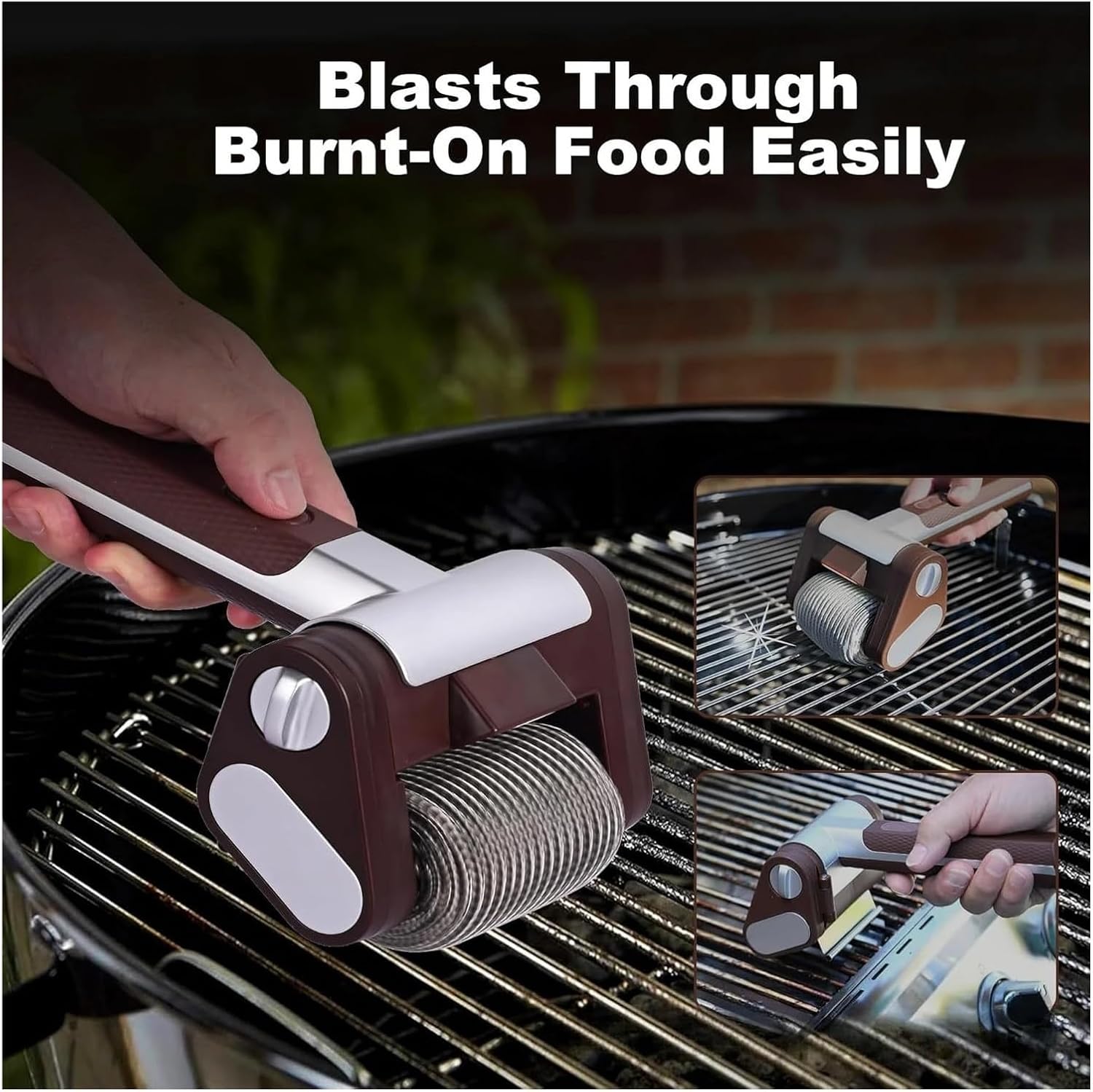 Fit for Electric Grill Brush - Cordless BBQ Cleaner with Light for Effortless Grilling Maintenance(Black Gold)