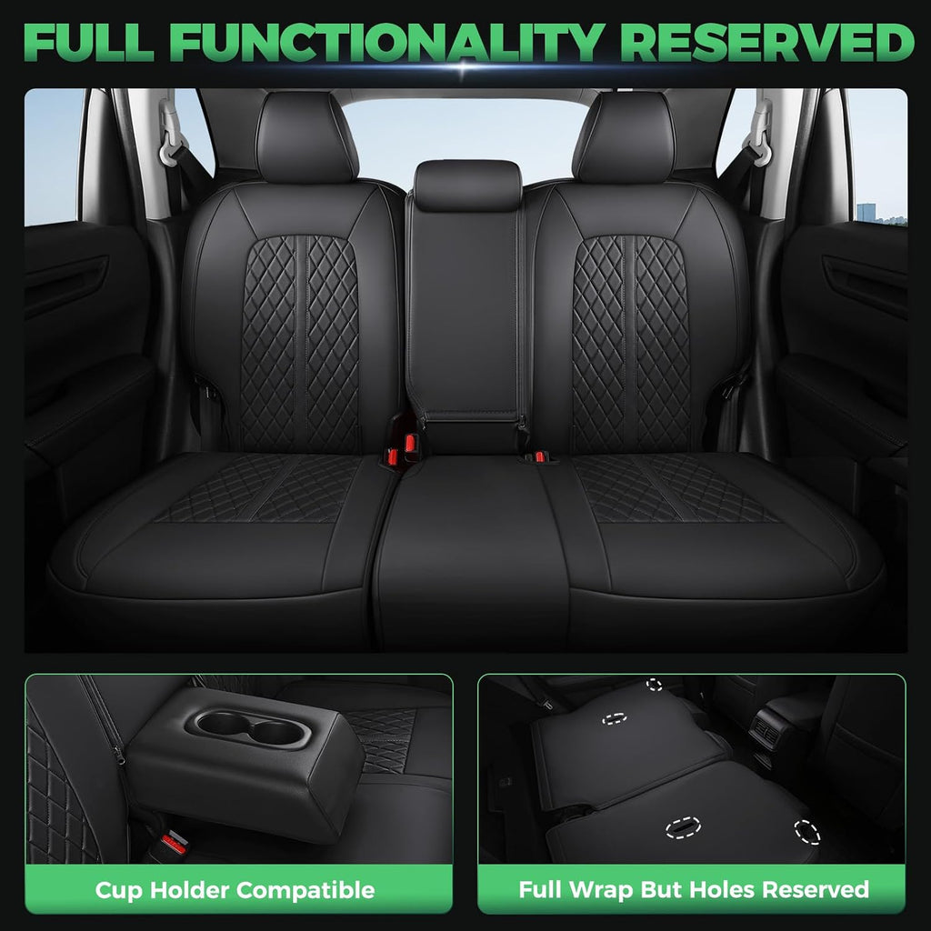 for Honda HRV Seat Covers 2016-2018 EX EX-L & 2016-2022 LX, Custom Fit Car Seat Cover Full Set, Luxury Leather HR-V Seat Protectors, Waterproof SUV Interior Cushions Accessories, Black