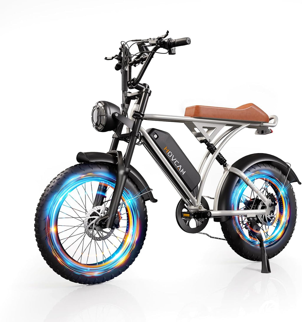Movcan V60 Series Electric Bike for Adults,1000W/1500W, 30/33MPH,48V 15.6/18.2 Battery,Up to 80Mile Dual Hydraulic Brake,20' Fat Tire,7-Speed Motorcycle Ebike for Commuting/Off-Roading