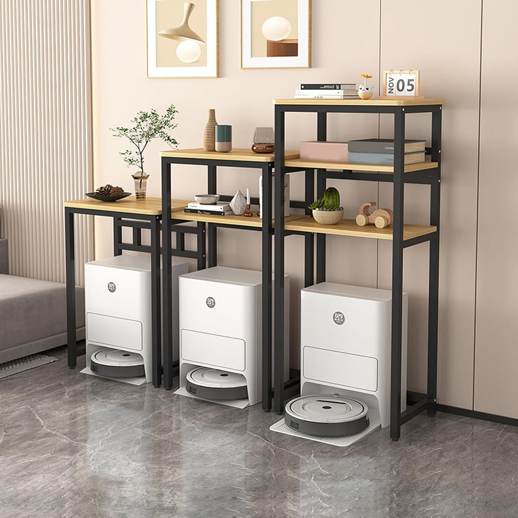 HARELA Sweeping Robot Storage Rack, Robot Vacuum Stand Cabinet with Open Base Self-Emptying Sweeper Machine Cabinet, Side Table for Living Room, Home Office(Black C,55x107cm/21.7x42.1in)