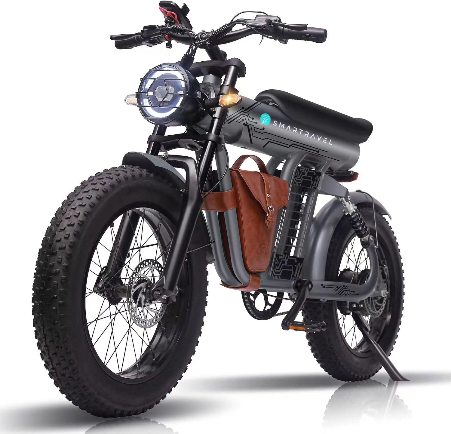 SMARTRAVEL Ebike with 1200W Brushless Motor,Removable 48V 20Ah Battery,UP to 32MPH,Electric Mountain Bike with 20' Fat Tire with Front/Rear Turn Signals for Men Women,Travel Bag