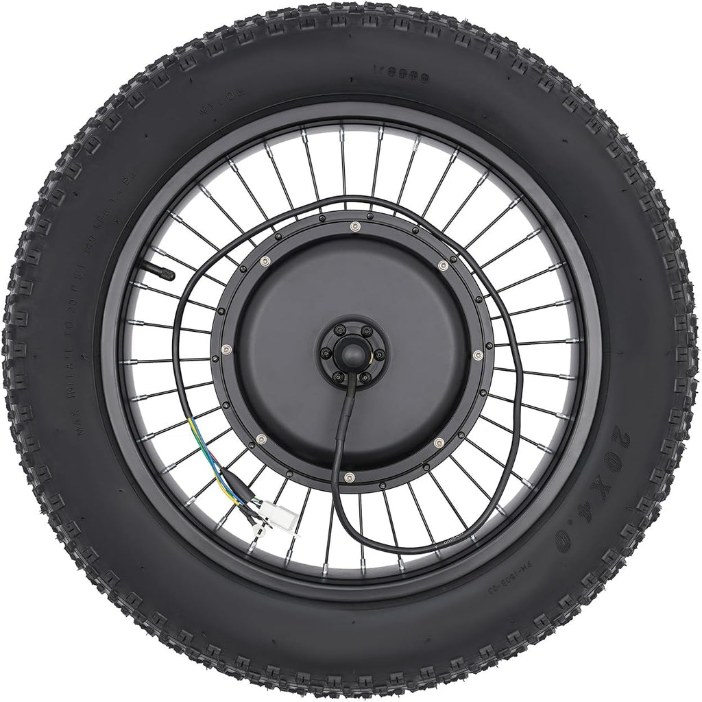 20' 48V 1500W E-Bike Rear Wheel Conversion Kit, Snow Bike Electric Bicycle Fat Snow Tire Motor Kit Brushless Gearless Rear Wheel Hub Motor w/ LCD Display for Mountain Bikes, Variable-Speed Bikes
