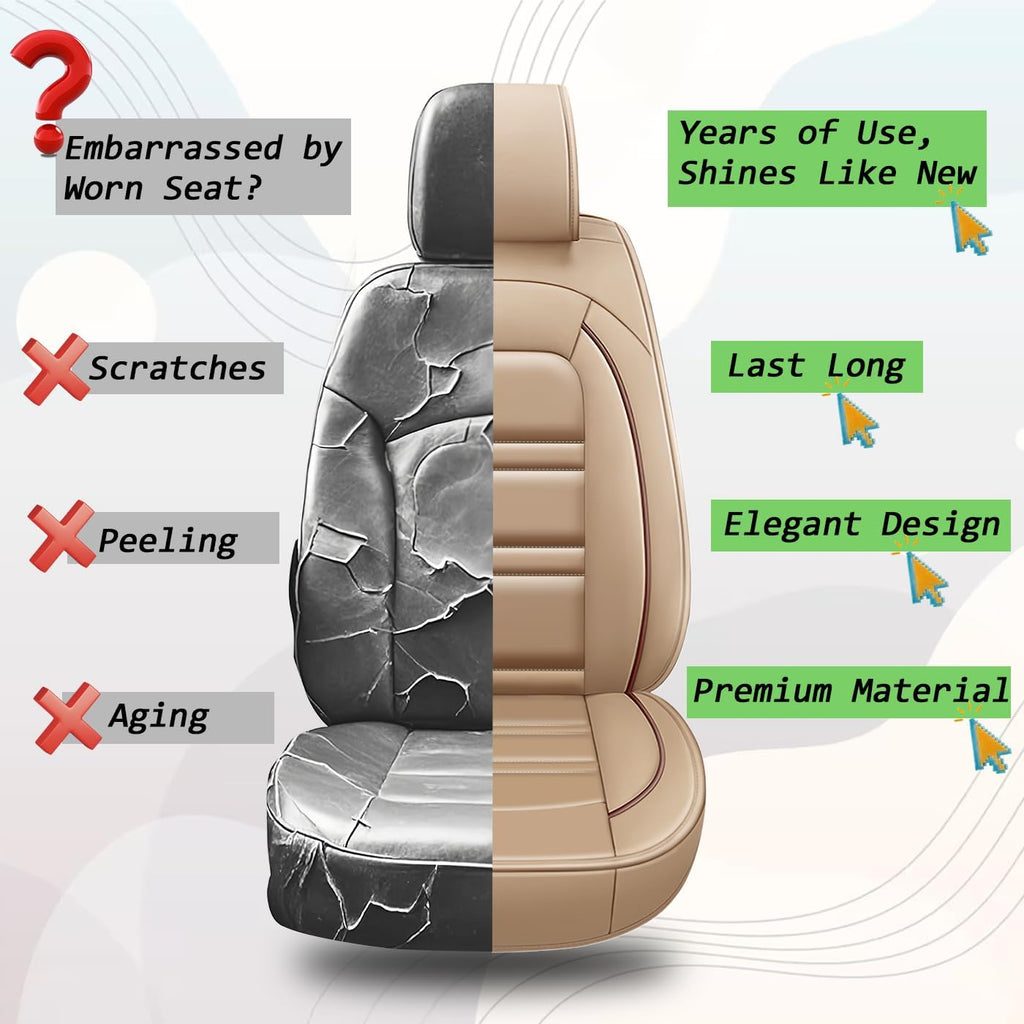 Seat Cover for Audi A3 2006-2025 | Car Seat Covers Front Seats, Waterproof Seat Protectors, Automotive Front Seat Covers (Front Seat, Beige)