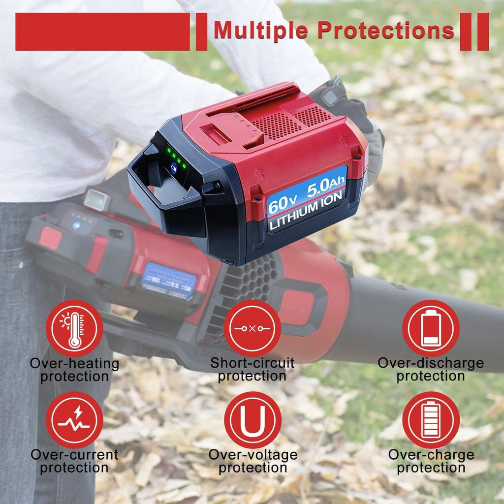 FSKE 5.0Ah Battery Replacement for Toro 60V Battery Flex-Force L108 L135 88620 88675 Compatible with Toro 60V Cordless Power Tools