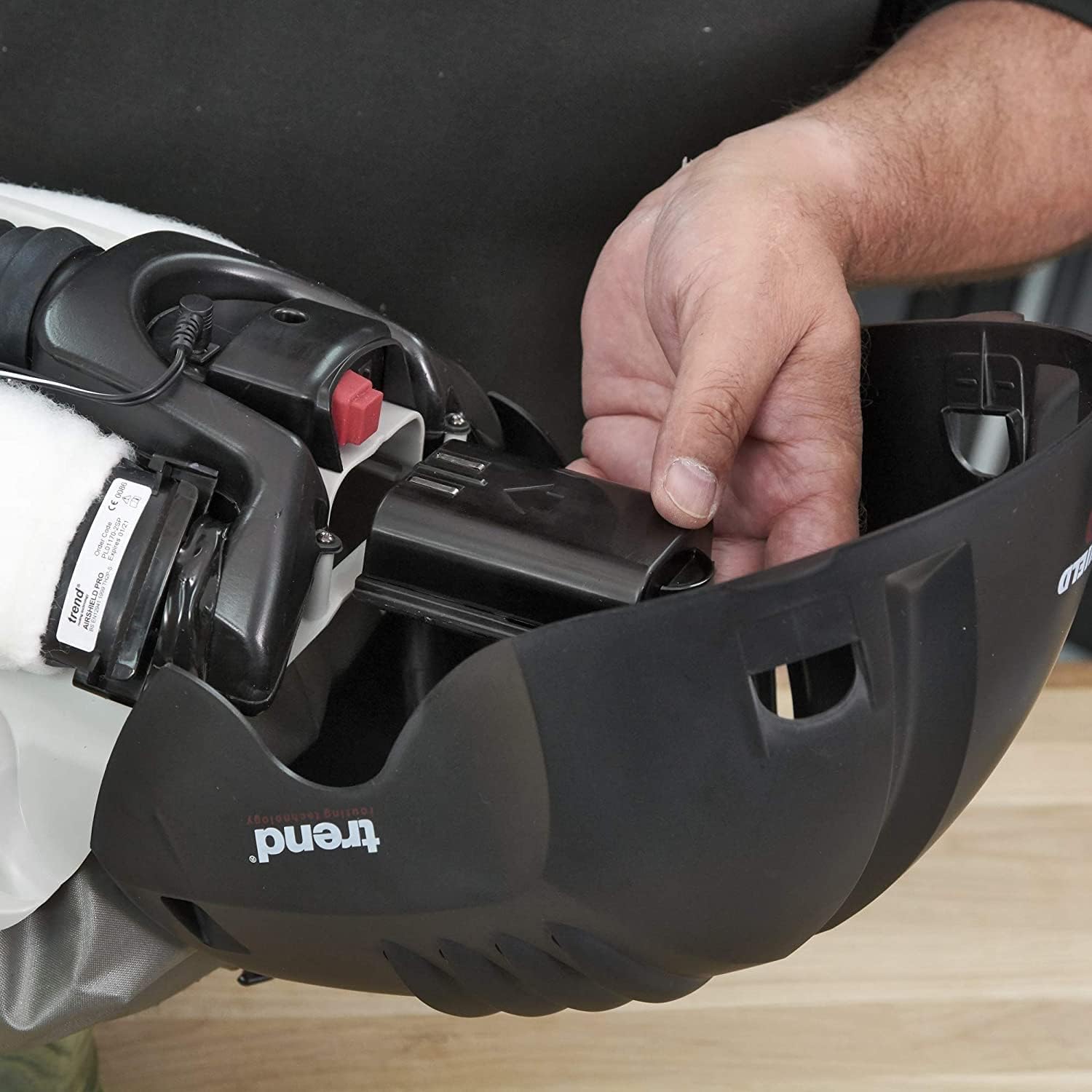 TREND AirShield Pro Full Faceshield Twin Pack, Battery Powered Air Circulating Dust Protector for Woodworking, 0.6 Micron Filtration, U*AIR/PRO/D7