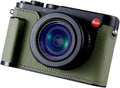 Camera Half Case for Leica D-LUX 8, Vintage Metal Genuine Leather Instant Camera Protective Cases Stylish Portable Shockproof (Green J)