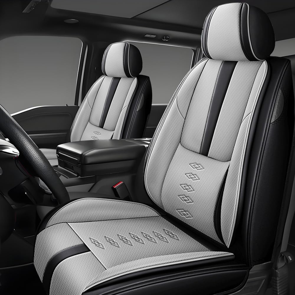 Front Seat Covers for Subaru Outback 2000-2024 2025,Leather Car Seat Covers,Soft Interior Accessories Seat Cushion Cover,Waterproof Automobile Seat Protectors for Outback(Black Gray,Standard)