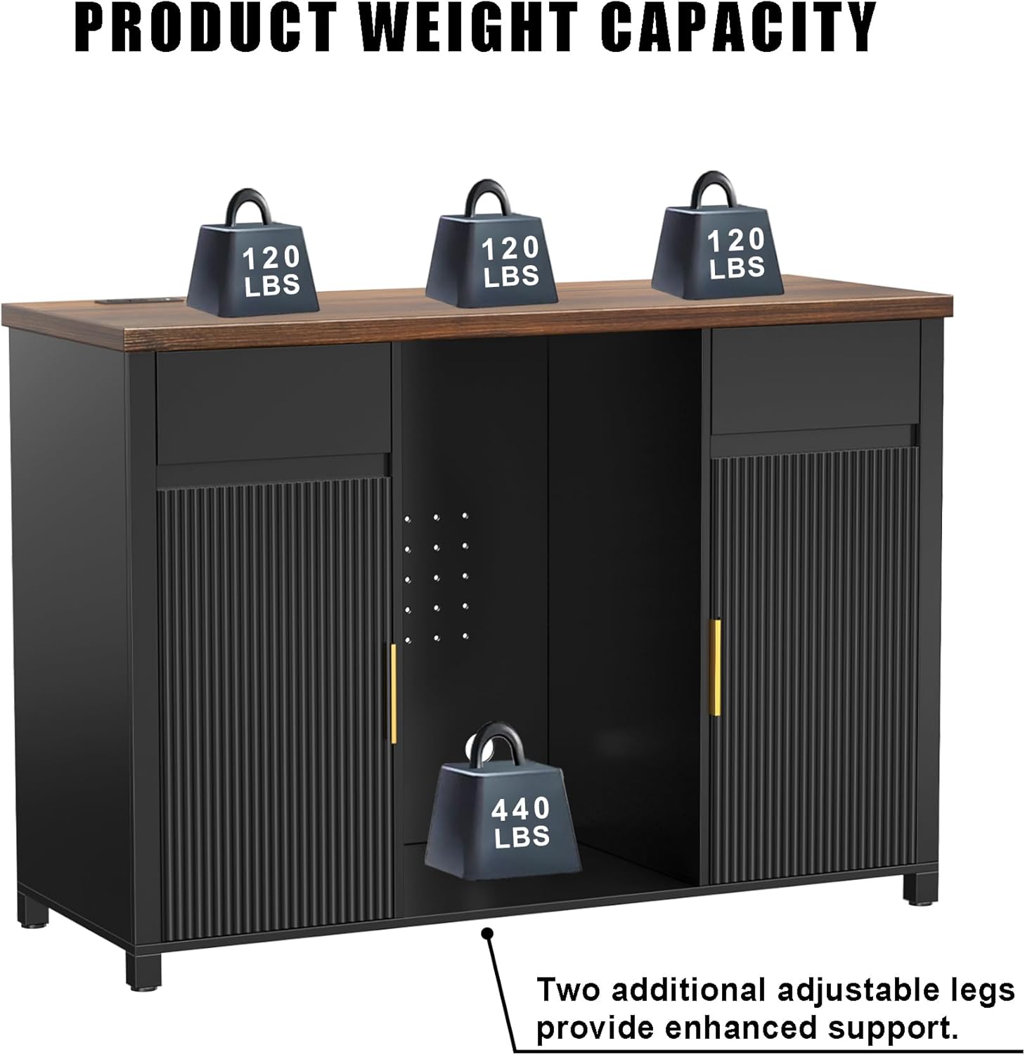 GDLF Large Coffee Bar Cabinet with Fridge Space, Mini Fridge Cabinet with Wine Storage, Buffet Sideboard Table for Home, Fluted Modern Design,53.2' L