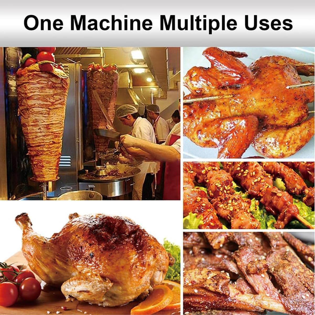 Vertical BBQ Machine Commercial, 360° Rotating Gas Kebab Grill Machine, Adjustable Temperature, Easy to Clean, for Grilling Meat