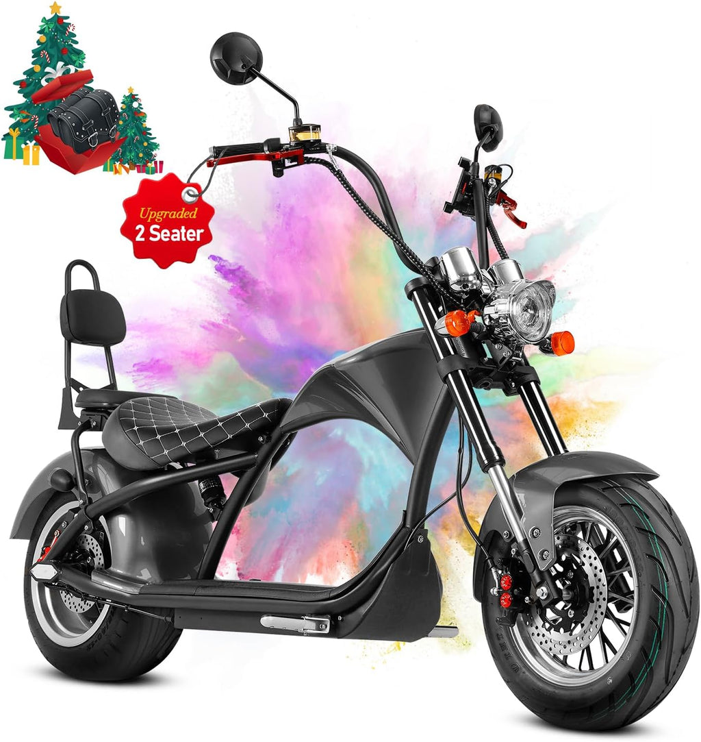 eAhora M1 2 Seater 2000W Electric Motorcycle for Adults,37MPH 60V 30Ah Battery 40 Miles Long Range Full Suspension Dual Hydraulic Brakes, Street Legal Electric Motorcycle