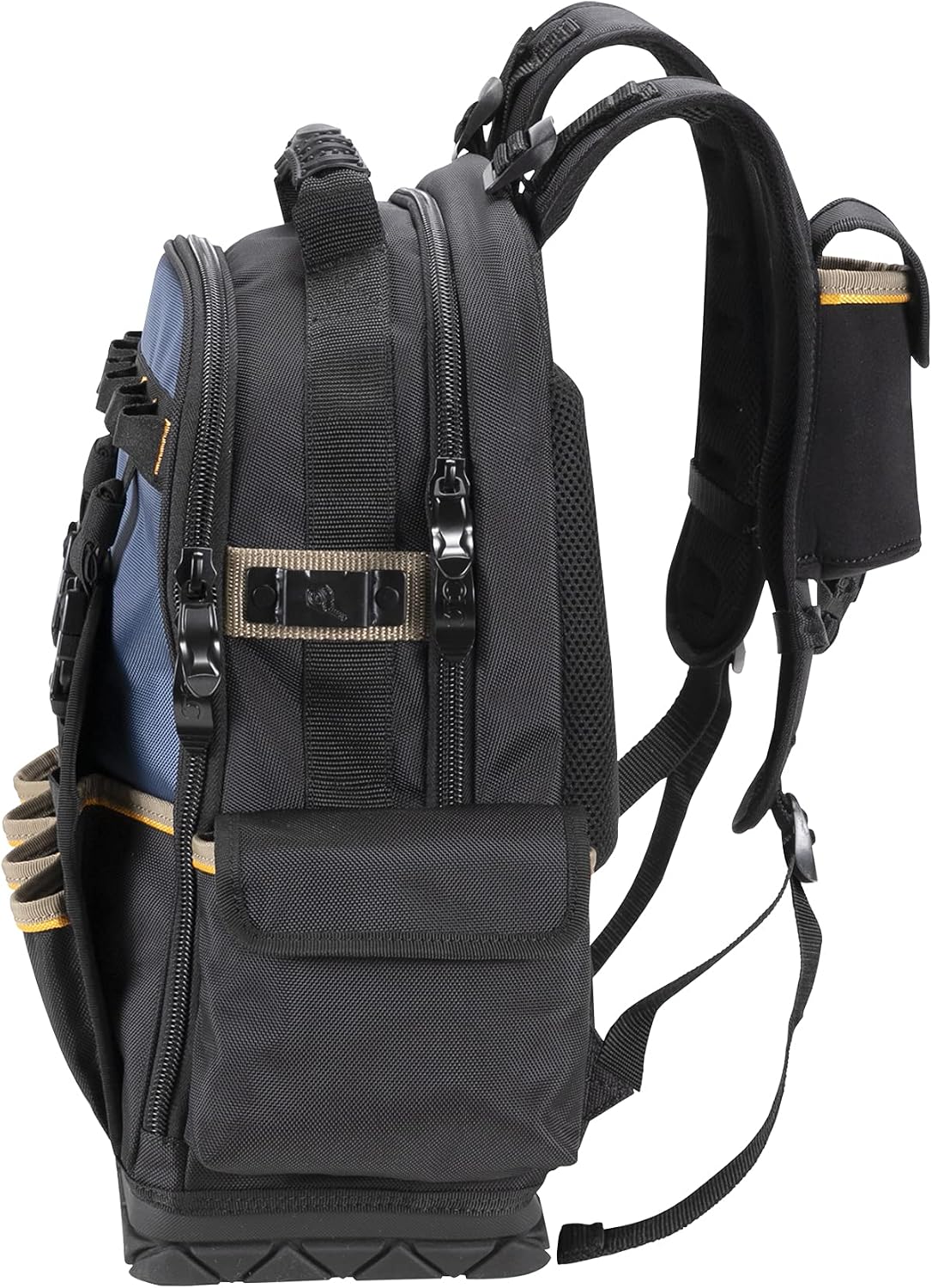 CLC Work Gear PB1133 38 Pocket Molded Base Tool Backpack, Black/Blue