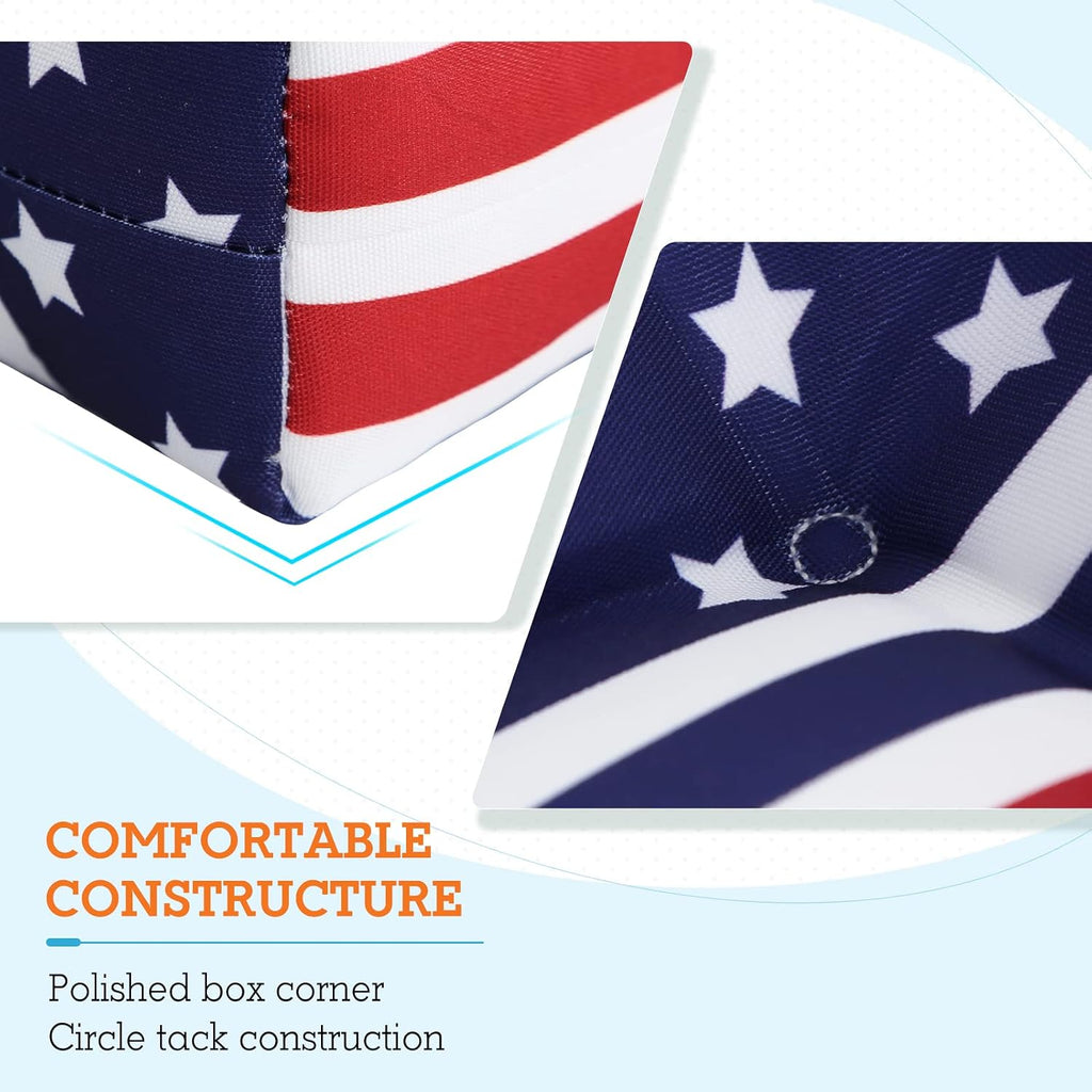 EAGLE PEAK Tufted Outdoor/Indoor High Back Patio Chair Cushions, Set of 2, 46'' x 22'', American Flag