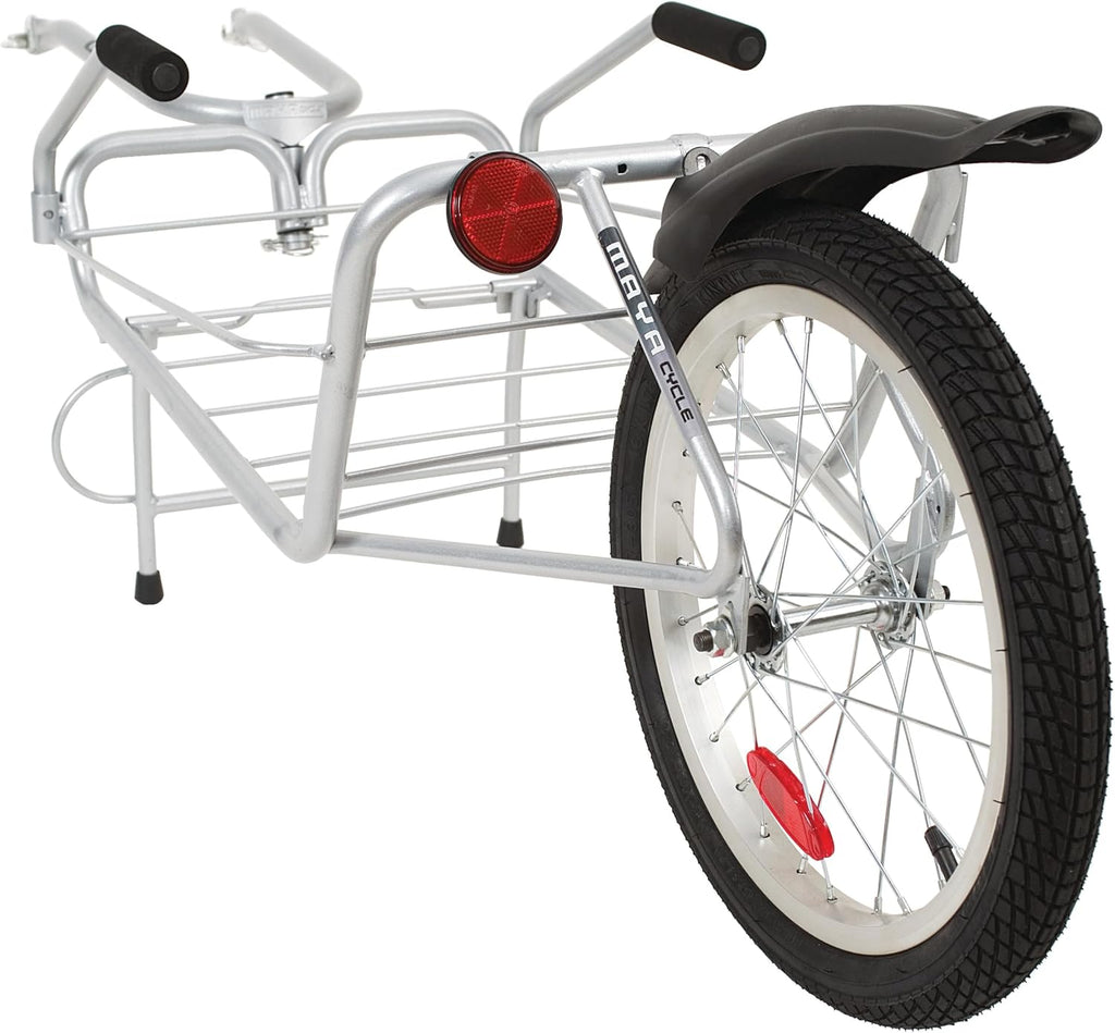 One-Wheel Bicycle Cargo Trailer with Kickstand – Converts to Wheelbarrow, Includes Bag, Fits 18' to 700c Bikes