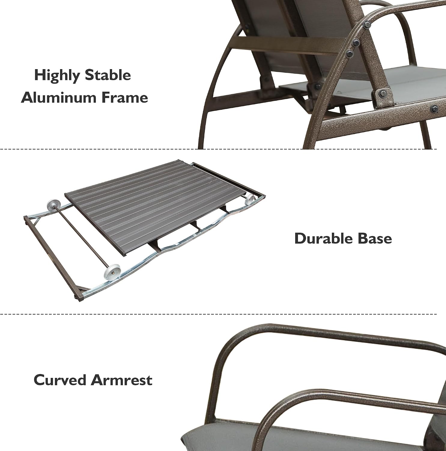Domi 4-Seat Outdoor Glider Bench with Canopy, 800lbs Capacity Aluminum Rocking Chair with Zippered Mesh & Tempered Glass Table, Heavy Duty Outdoor Swing Chair for Patio, Backyard, Poolside