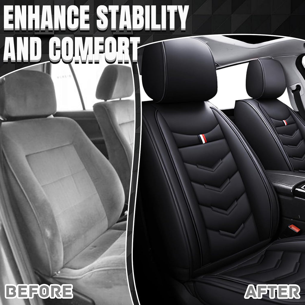 Car Seat Covers Fit for Ford Explorer 2000-2025, Leather Seat Covers for Car, Waterproof Non-Slip Durable Car Seat Protector(2 Seats,Black)