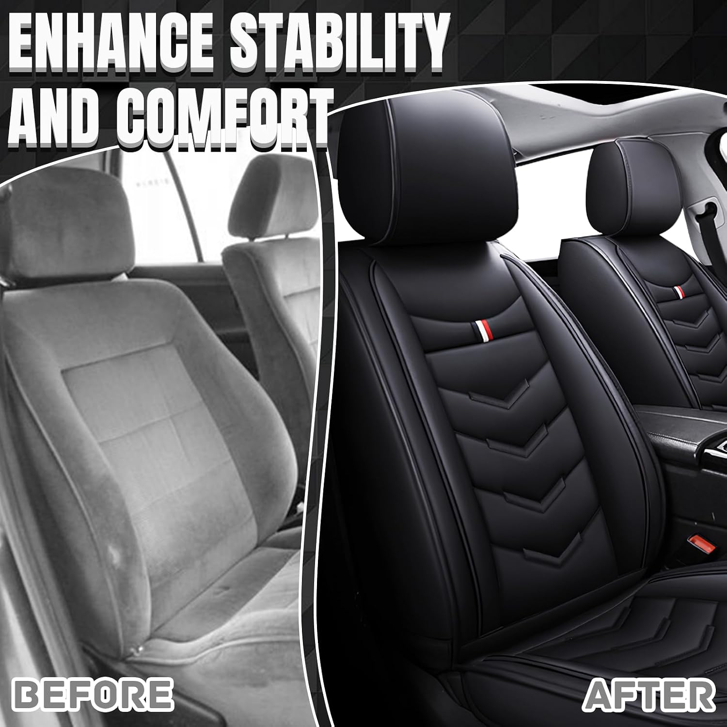 Car Seat Covers Fit for Ford Explorer 2000-2025, Leather Seat Covers for Car, Waterproof Non-Slip Durable Car Seat Protector(2 Seats,Black)