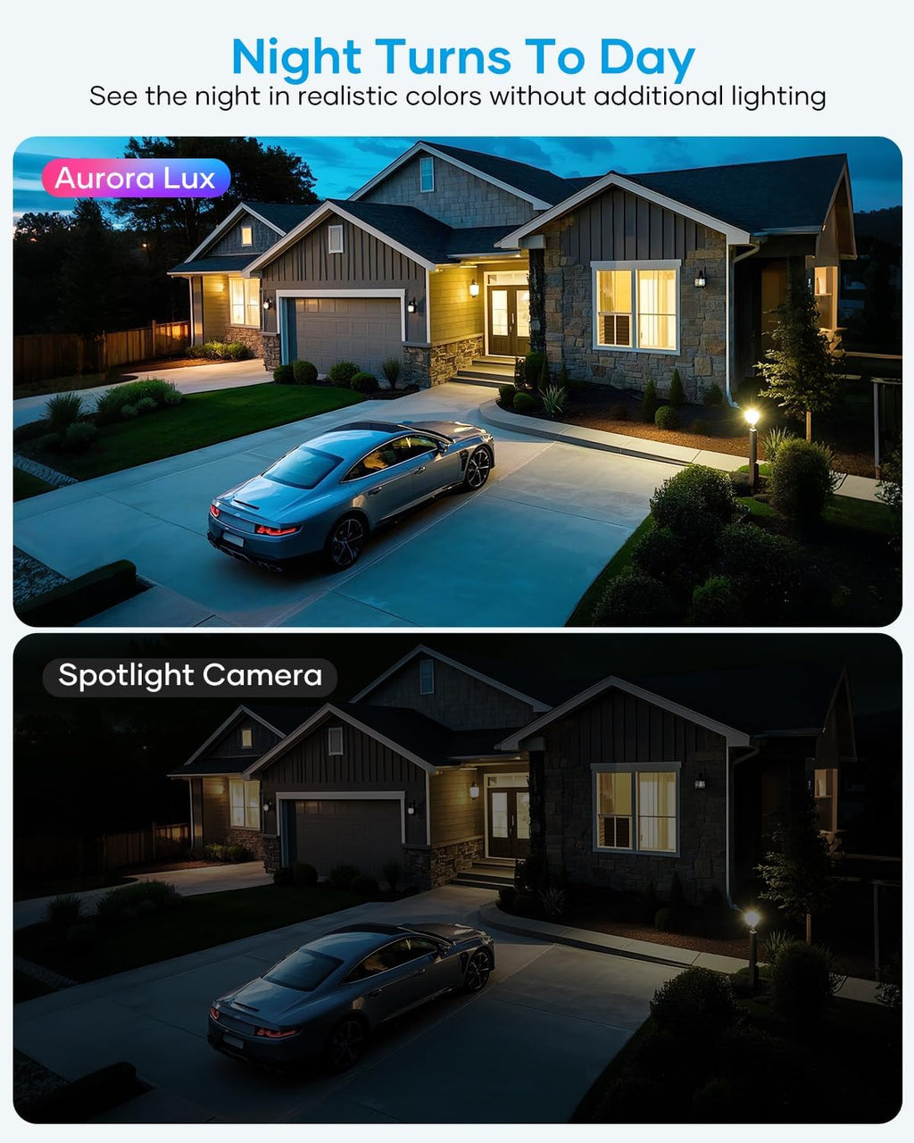 Wireless Security Camera System Outdoor, Aurora Lux Color Night Vison 4 Cam-Kit Solar Powered Security Cameras Wireless Outdoor-1TB 360° View 2.4/5Ghz WiFi No Monthly Fee