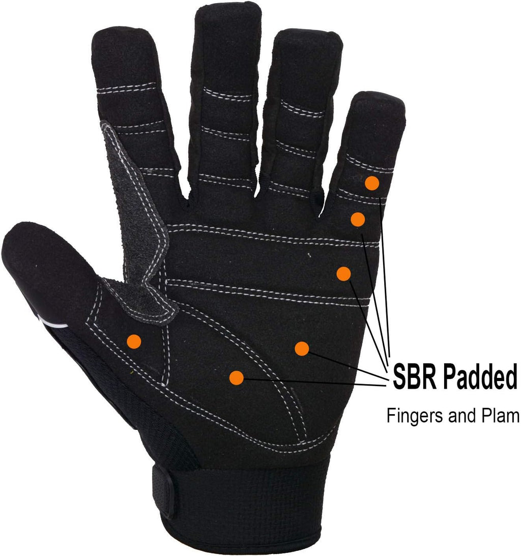 HANDLANDY Anti Vibration Gloves, SBR Padding, TPR Protector, Mechanic Work Gloves