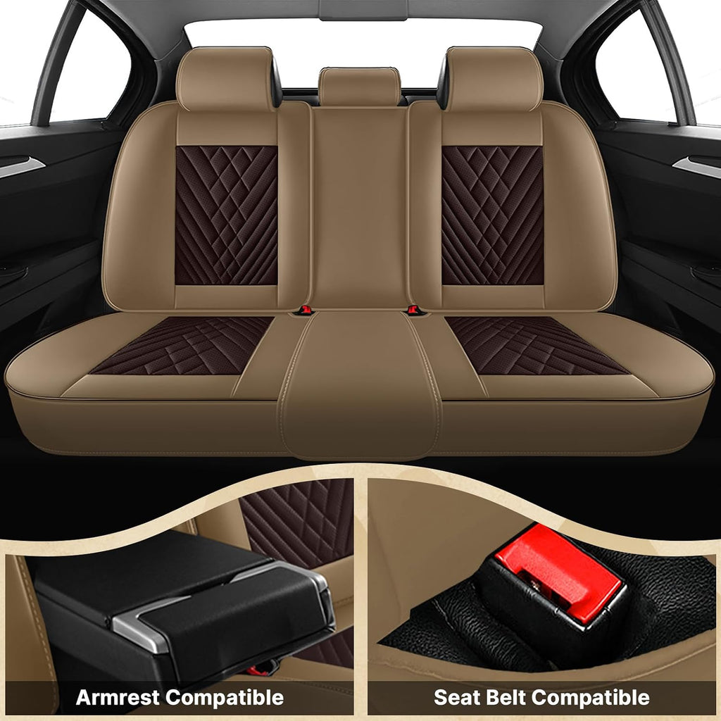 Fit for Ford Explorer 2000-2026 Seat Covers, Fashion Sport Seat Cover with Waterproof Leather, Airbag Safe Design Seat Protector (5 Full Seat Standard, Brown Coffee)